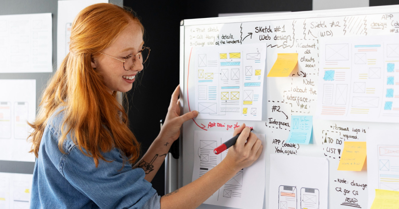 A webmaster working on a user interface prototype