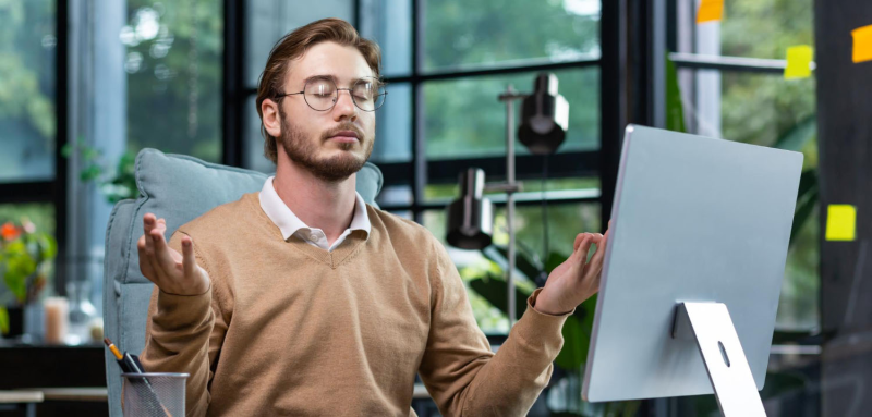 A man enjoys the survey results